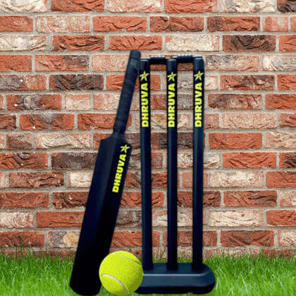 Dhruva Cricket Set for Kids Age 6 to 12 years (Black) - PVC Bat, Stumps, Ball Dhruva Cricket Set for Kids Age 6 to 12 years (Black) - PVC Bat, Stumps, Ball