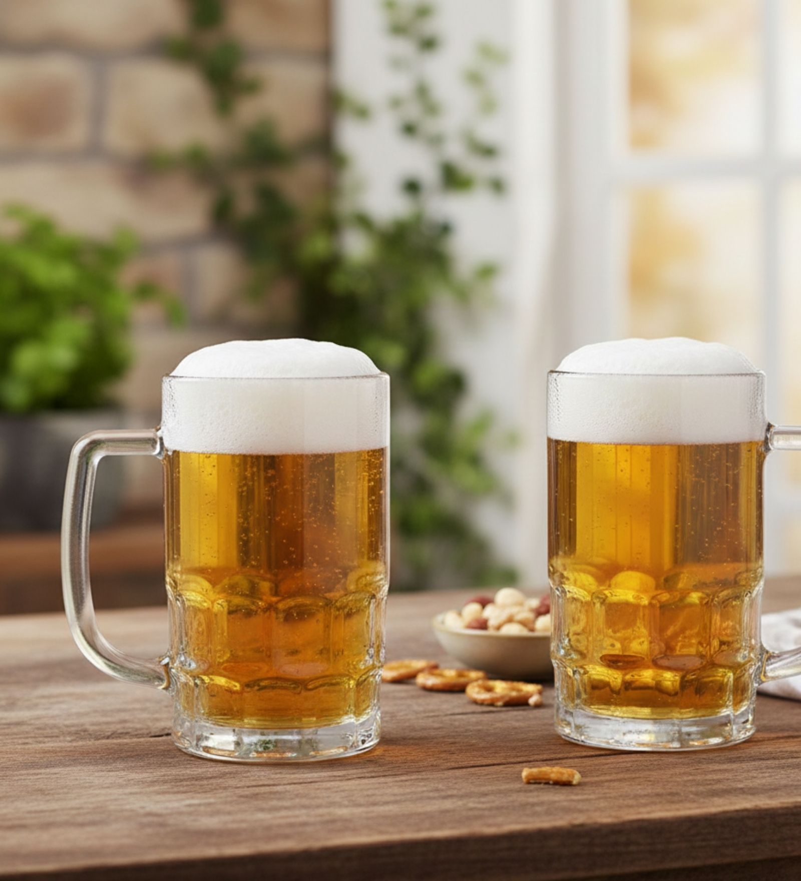 Narradora Beer Mug 360 ML Set of 2 | Premium Clear Beer Glass Mugs for Beer, Cocktails, Mocktails & Cold Drinks | Durable Glass Beer Mugs for Home, Bar & Parties