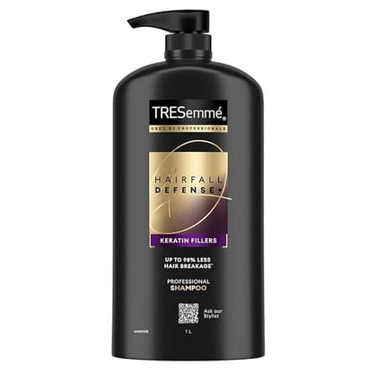 TRESemme Hairfall Defense+ Shampoo 1000ml With Keratin Fillers | Longer and Stronger hair | Prevents Hair Fall due to Breakage | Paraben-Free (Pack of 2)