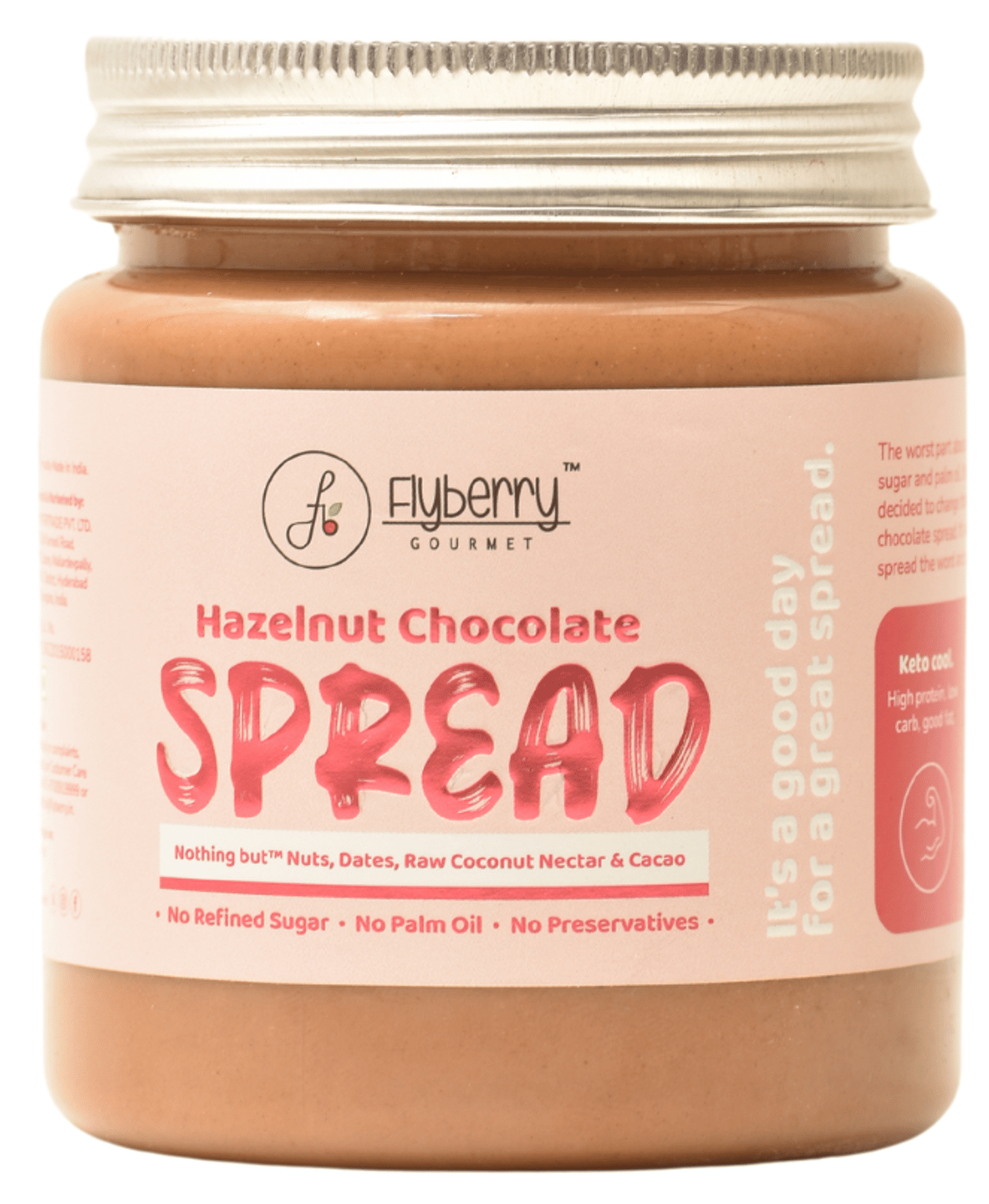 Flyberry Gourmet Choco Hazelnut Spread, 250g | Sugarfree | Vegan | Keto & Diabetes Friendly