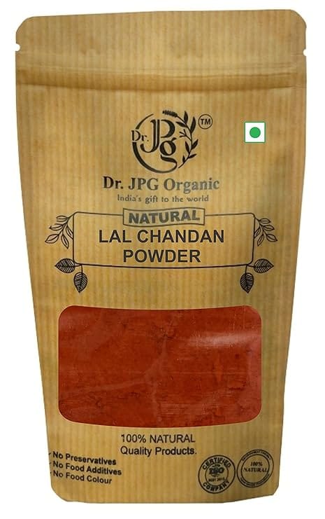 Dr. JPG Organic Herbals Lal Chandan Powder For Puja/Red Sandalwood-Pterocarpus Santalinus-100 G/Iso & Gmp Certified.
