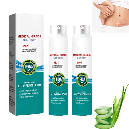 ELHAE Scar Care Spray | Soothing Skin Formula for Mark Works for Acne, Surgery, Burn, Stretch Marks & Injury Scars � Cell Repair, Collagen Boost, Skin Renewals | Cell Support & Skin Renewal with Aloe Extract | Pack 2 x 100g