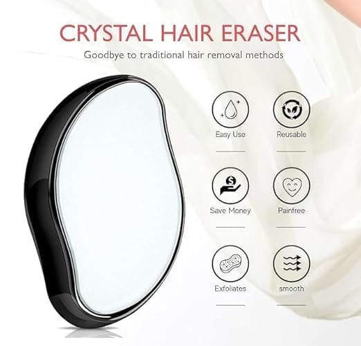 Magic Crystal Hair Eraser for Women and Men, Hair Remover Painless Exfoliation Hair Removal Tool for Arms Legs Back, Washable Crystal Epilator Without Shaving for Smooth