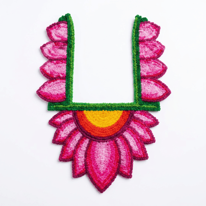 Handmade Shola Pith Lotus U-Shape Floor Decoration Rangoli for Festivals