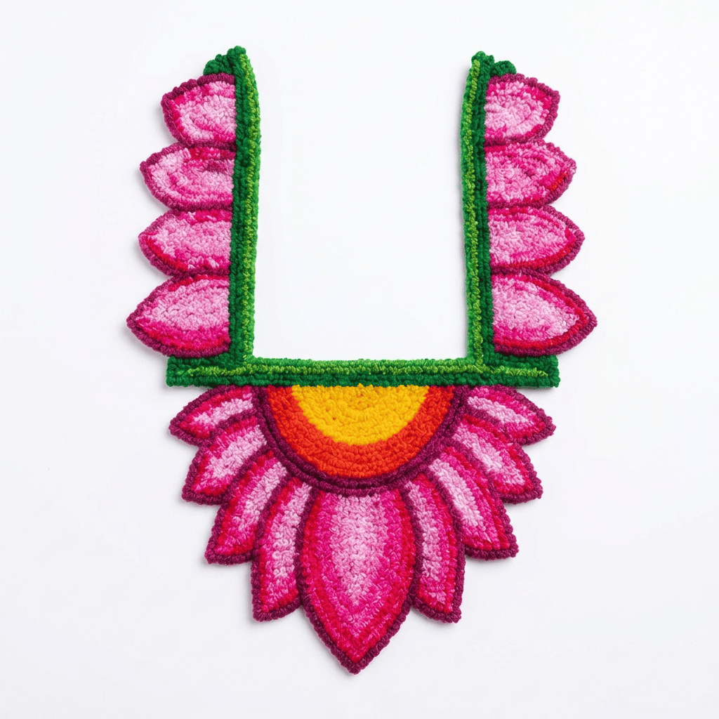 Handmade Shola Pith Lotus U-Shape Floor Decoration Rangoli for Festivals