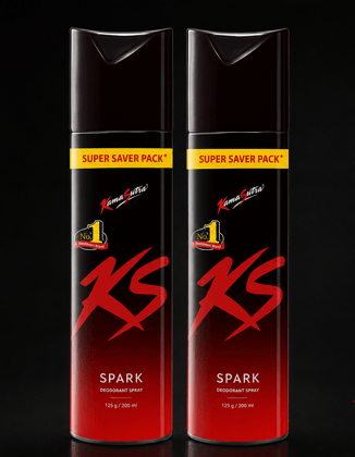 KS Spark Deodorant Spray Combo Pack of 2 (190ml Each) | Long Lasting Freshness Body Spray for Men