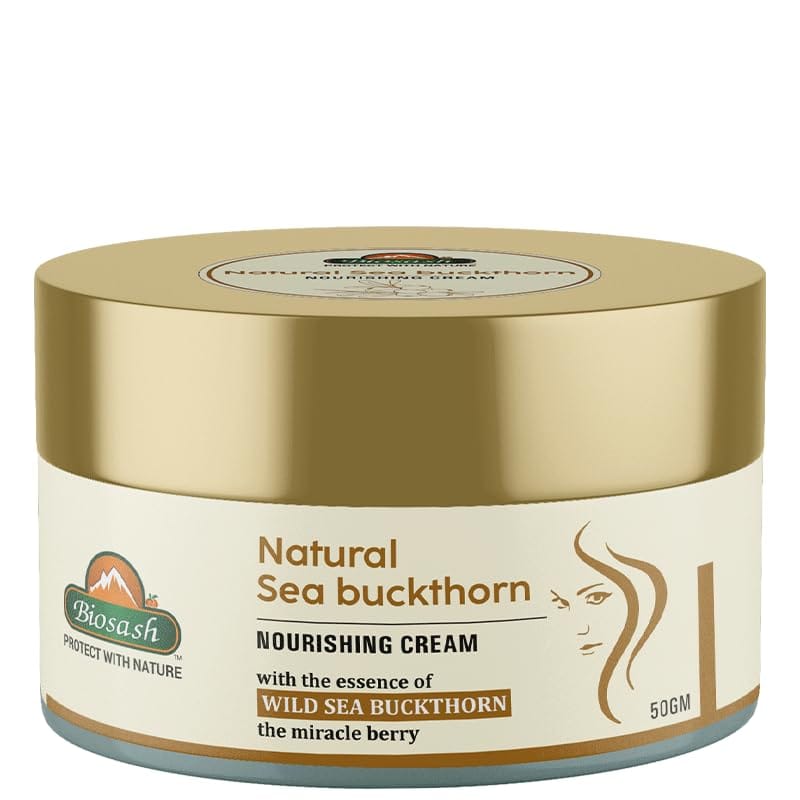 Biosash Natural Seabuckthorn Nourishing Cream 50g | Herbal Face Cream with Organic Seabuckthorn Berry Oil, Vitamin C & E | Hydrating Moisturizer for Anti-Aging, Skin Brightening & Daily Skincare