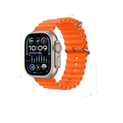 Ultra Smartwatch with Bluetooth Calling, T800, Heart Rate Monitor, Orange Silicon Band, Square Display, Magnetic Fast Charging Cable
