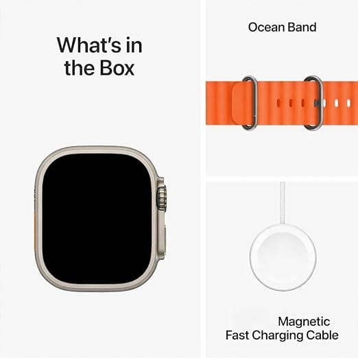 Ultra Smartwatch with Bluetooth Calling, T800, Heart Rate Monitor, Orange Silicon Band, Square Display, Magnetic Fast Charging Cable