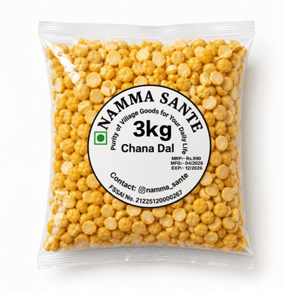 Chana Dal, Split Bengal Gram, Bengal Gram Dal, Boot Dal, Kadale Bele 3kg Chana Dal, Split Bengal Gram, Bengal Gram Dal, Boot Dal, Kadale Bele 3kg