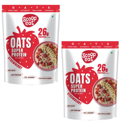 Scoopeat Assorted Oats pack of 2 -  26g Super High Protein Strawberry Oats 