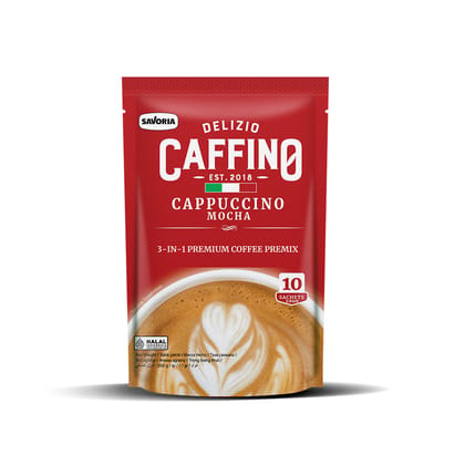 CAFFINO Cappuccino Mocha Coffee with Real Milk & Real Coffee, 200g Pack (10 Sachet X 20g), Instant Coffee, The Product of Indonesia (Imported)
