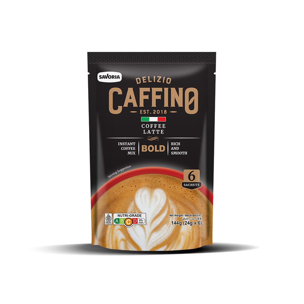 CAFFINO Bold Premium Coffee Latte Strong & Less Sugar, Real Milk & Real Coffee 144g (Imported) Instant Coffee