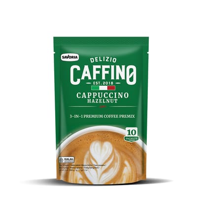 CAFFINO Cappuccino Hazelnut Coffee with Real Milk & Real Coffee, 200g Pack (10 Sachet X 20g), Instant Coffee, The Product of Indonesia (Imported)