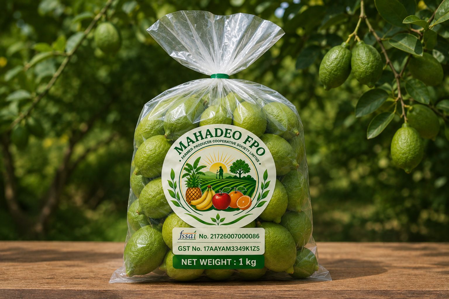 Mahadeo FPO Fresh Green Lemon (1 Kg Pack)