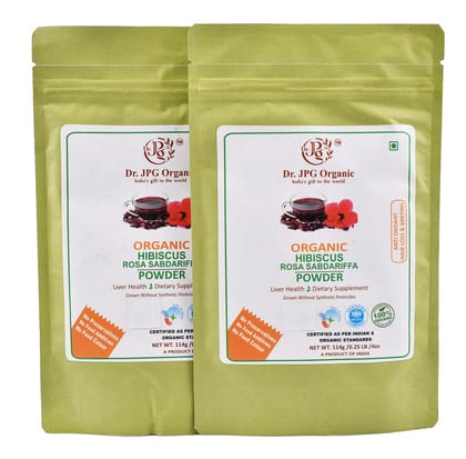 Dr. JPG Organic Herbals  Hibiscus Powder India Organic Certified 114g Pack of 2