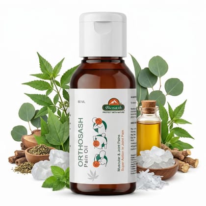  Biosash Orthosash Pain Oil 60 ml | Ayurvedic Pain Relief for Knee, Muscle & Joint Discomfort | Herbal Body Massage with Sea Buckthorn Berry | Best Relaxing for Arthritis & Full Body Care