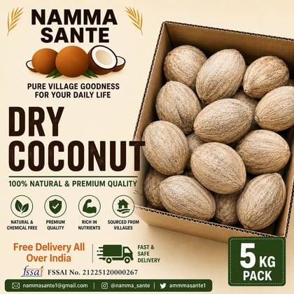 Dry Coconut, Copra, Sukha Nariyal, Khopra, Desiccated Coconut 5kg 