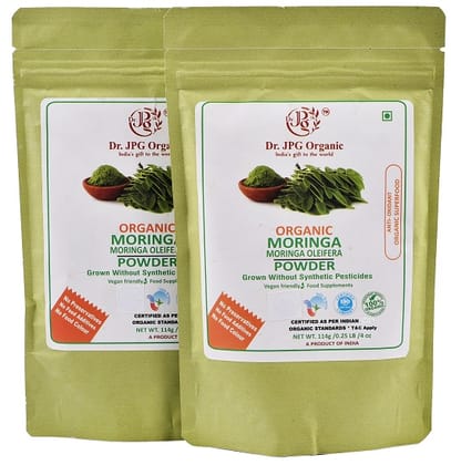 Dr. JPG Organic Herbals Moringa Powder 228g / Moringa Leaf Powder/Healthy Supper Food/Drumstick Leaf Powder INDIA ORGANIC certified / 114g Pack Of 2