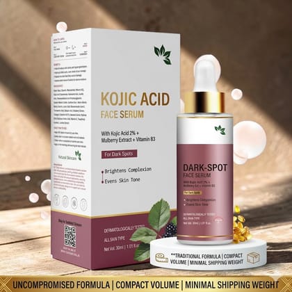 Elegantra Kojic Acid Dark Spot Face Serum 30ml | Skin Brightening Serum with Kojic Acid 2%, Mulberry Extract & Vitamin B3 | Serum for Pigmentation, Acne Marks, Uneven Skin Tone & Dull Skin