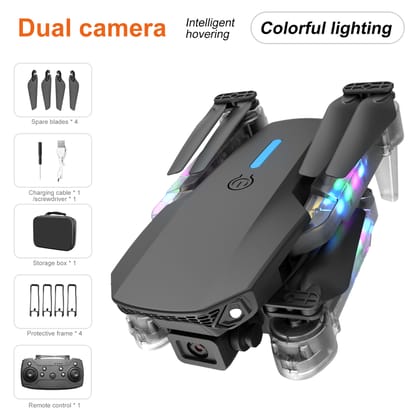 E88 Light Drone Dual Camera 4K HD | Double Battery | Foldable RC Quadcopter | Premium Quality Drone for Beginners & Kids