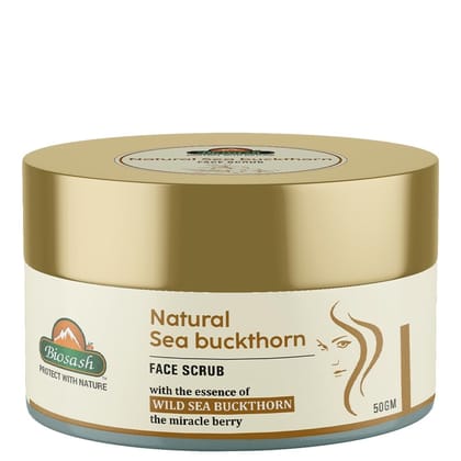  Biosash Sea Buckthorn Face Scrub – Gentle Exfoliation for Smooth & Radiant Skin | Enriched with Natural Ingredients - 50 gm