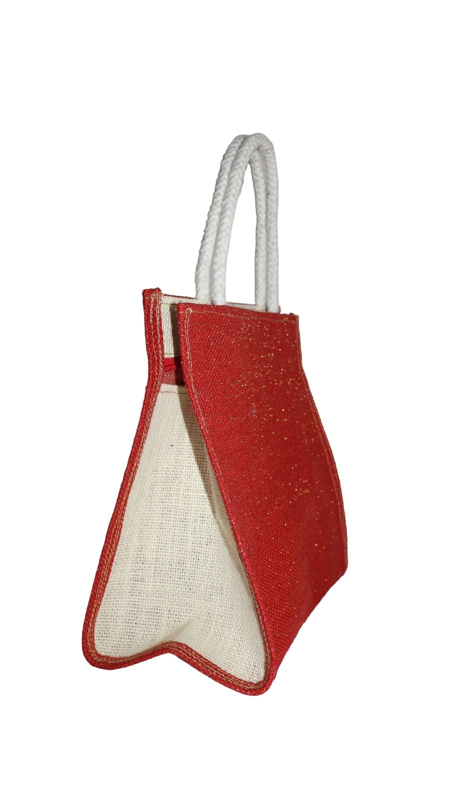 Jute Bag For Women (Red & white)