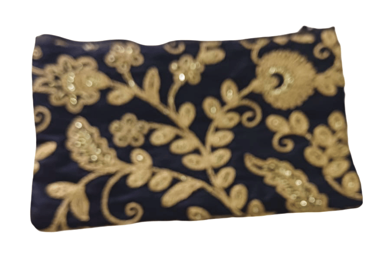 Women's Black Embroidered Pouch