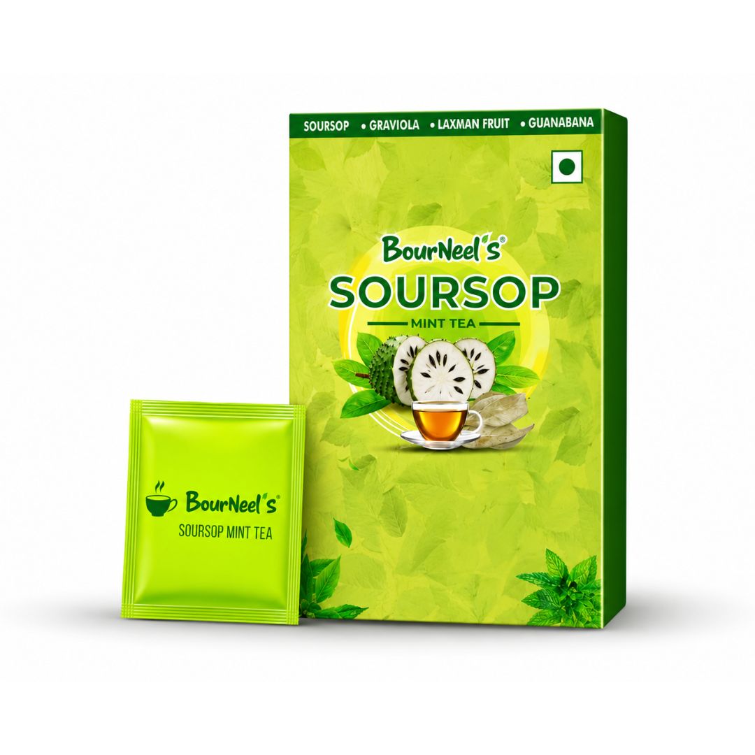 BourNeel's® Soursop Mint Tea Box (20 Bags)|Dipping Tea Bags | Combination of Dry Soursop Leaves & Mint Leaves| No Preservatives | Graviola Laxman Phal Dry Leaves | High Vitamin C |Soursop Mint Kadha Tea |