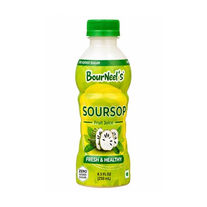 BourNeel's® Soursop Sugar Free Fruit Juice 250 ml Pack of 1 | No Added Sugar | Graviola Laxman Phal Fruit Pulpy Juice Drink | High Vitamin C |