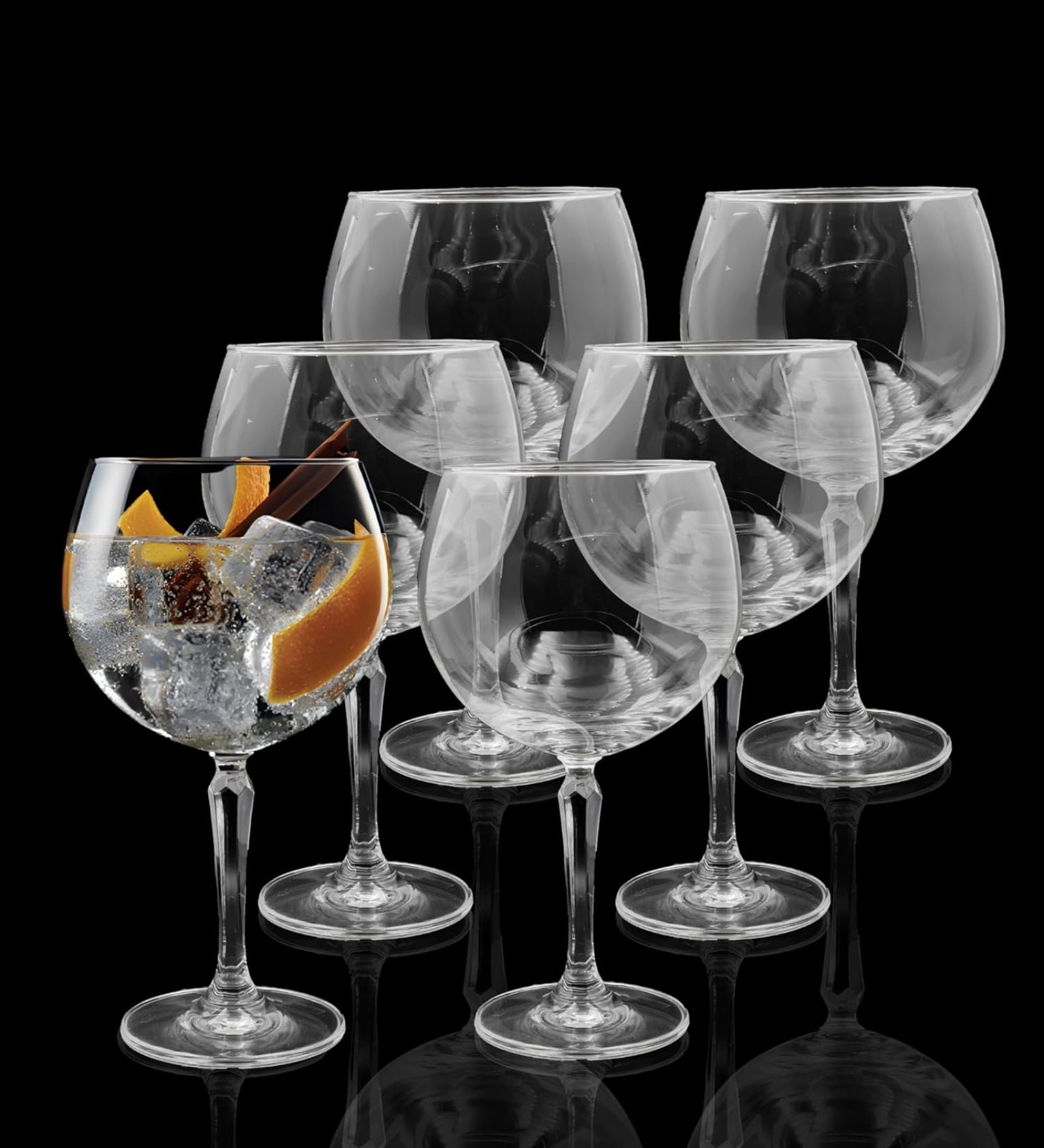Ocean Connexion Gin Cocktail Glass Set (6 Pieces) | Large Crystal Clear Gin Glasses for Gin Tonic, Cocktails, Mocktails, Spritz & Beverages | Premium Barware for Home, Restaurants & Parties