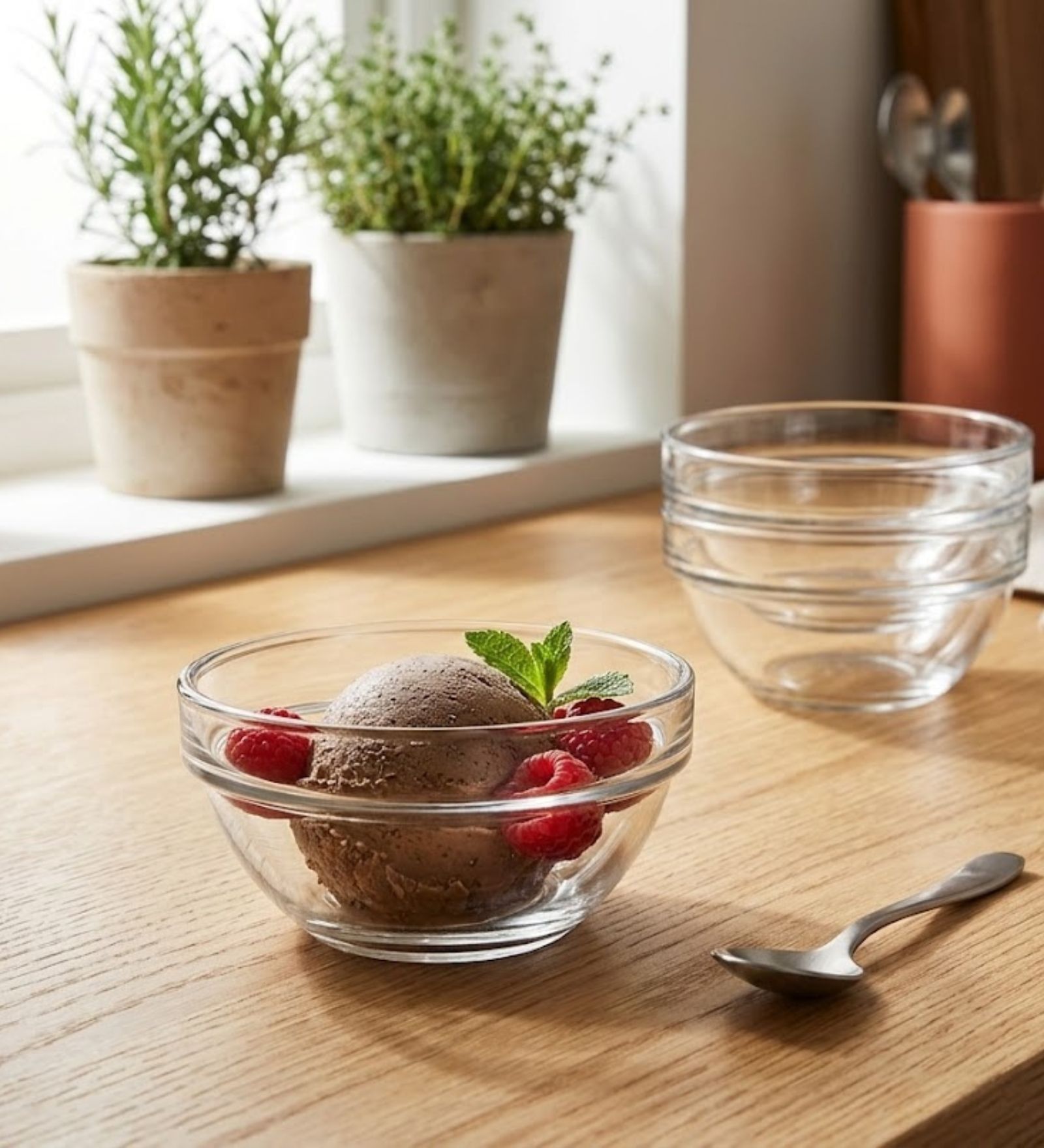 Ocean Glass Stack Bowl Set of 6 (10 cm) | Premium Transparent Dessert Bowls for Ice Cream, Sundaes, Puddings, Fruit Salad & Snacks | Durable Dishwasher Safe Glass Serving Bowls for Home, Café & Restaurant