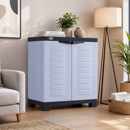 Supreme Furniture Fusion 01 Multipurpose Plastic Cupboard | 2 Door Storage Cabinet with Adjustable Shelf | Waterproof organiser for Home Living Room Kids Bedroom | DIY | Charcoal Grey