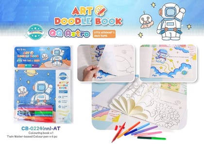 KTRS ENTERPRISE Kids Art Doodle Colouring Book Coloring Book for Kids – Astronaut Theme Doodle Colouring Book with Sketch Markers, Activity Book