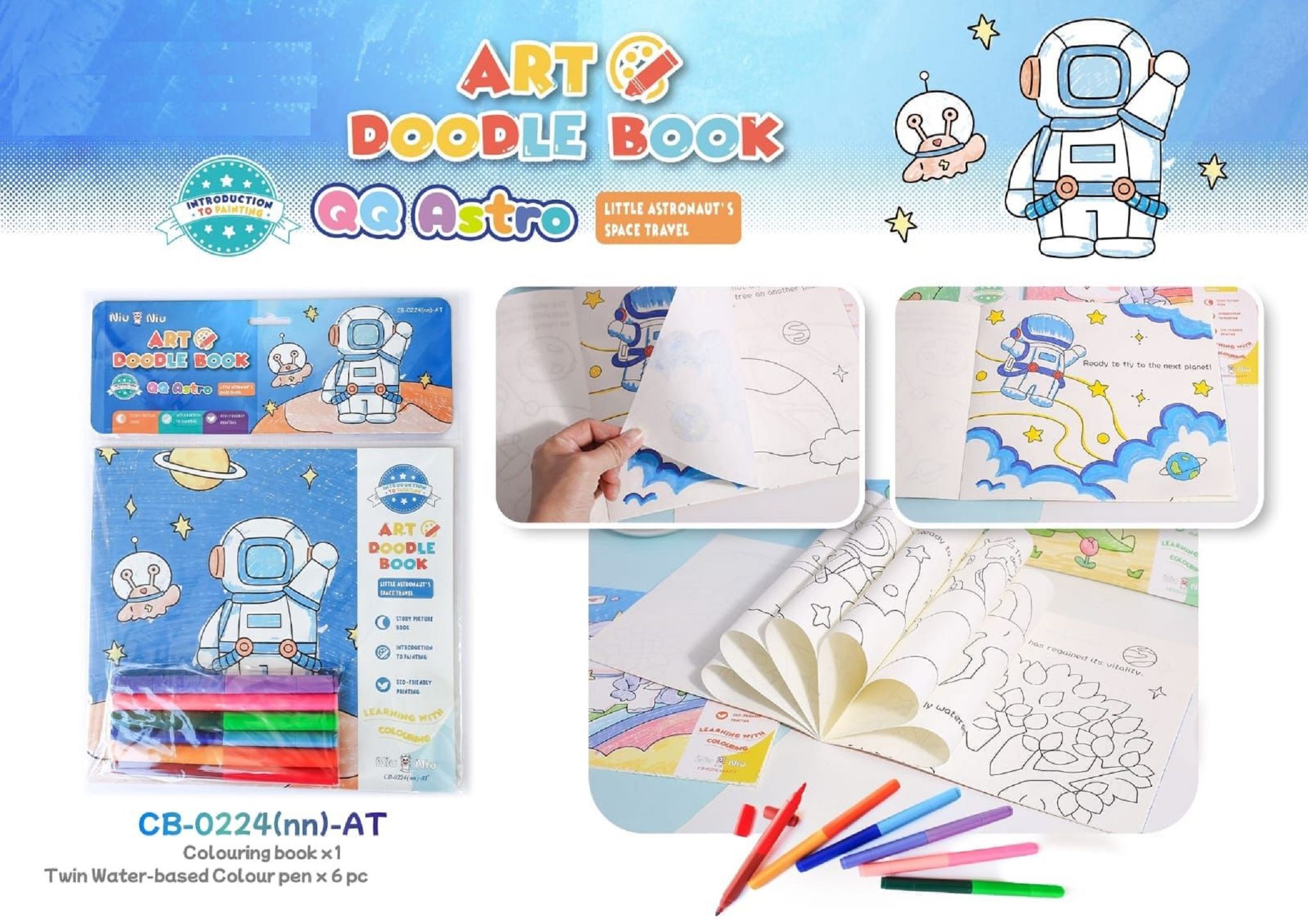 KTRS ENTERPRISE Kids Art Doodle Colouring Book Coloring Book for Kids – Astronaut Theme Doodle Colouring Book with Sketch Markers, Activity Book