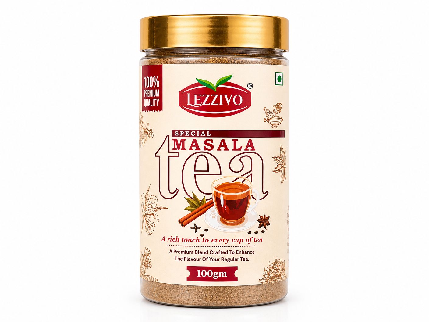 LEZZIVO Special Tea Masala - 100g | Chai Masala | Antioxidant-Rich Immunity Booster | Tea Masala Jar