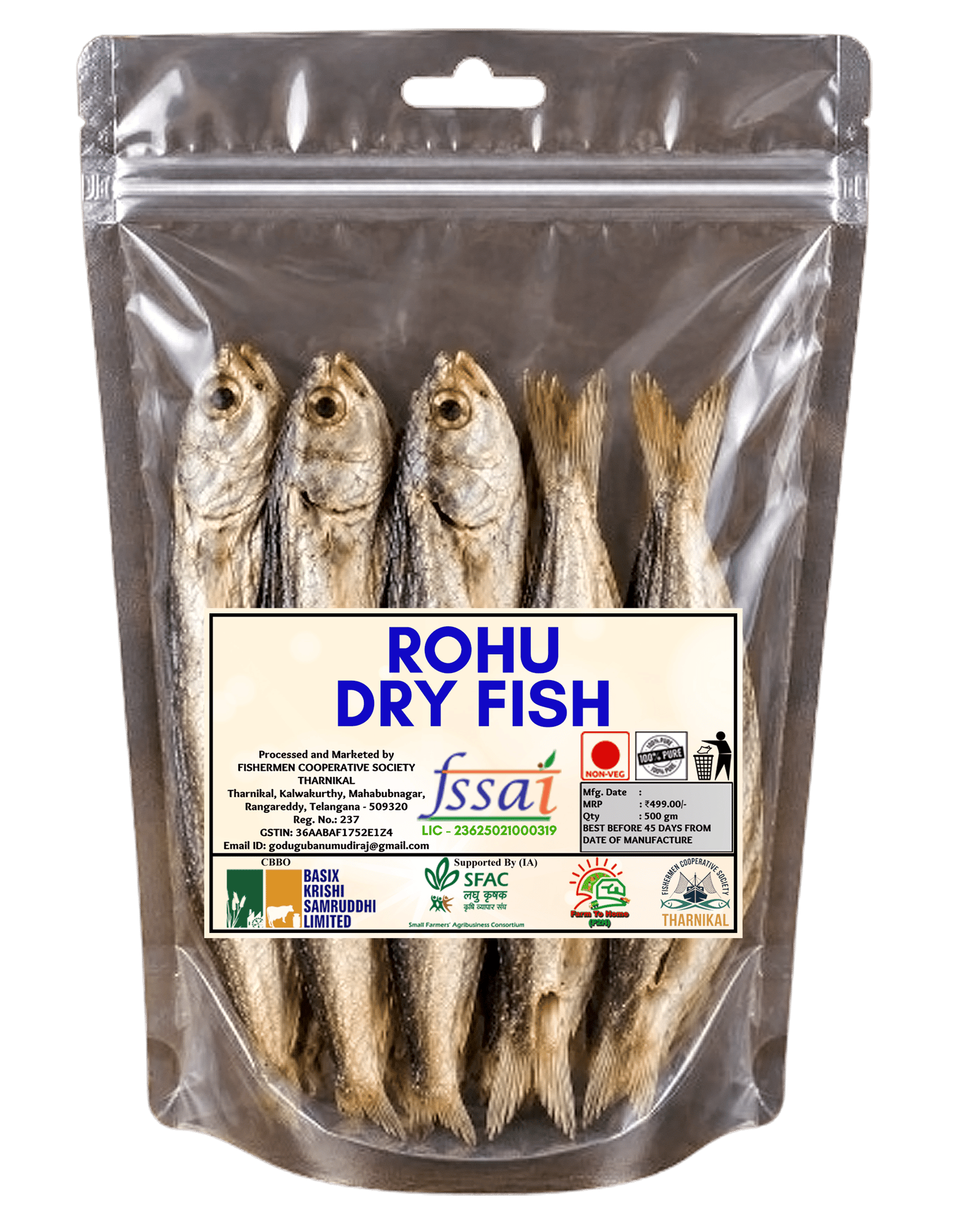 Fishermen Cooperative Society Rohu Dry Fish (500g)