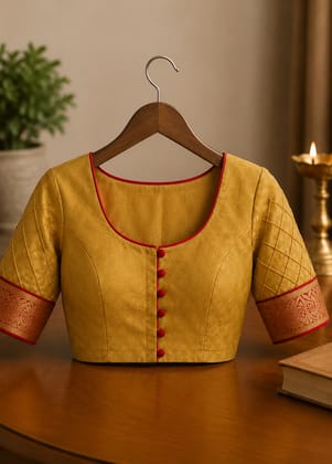 Women's Embroidered Mustard Silk Blouse Women's Embroidered Mustard Silk Blouse