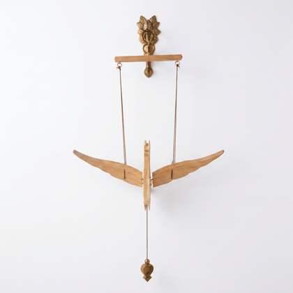Hand-Carved Flying Wooden Bird Mobile hanging decoration with Flapping Wings