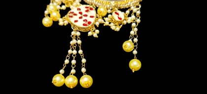 Pair of Gold-Plated Beaded Bangles with Pearl Hangings