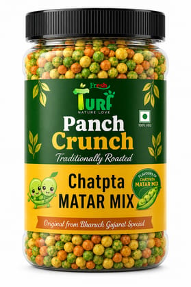 TURF FRESH - Premium Panch Crunch MatarMix | Bharuch Special Roasted Five Floavours Chatpta PeasMix| High Panch Protein CrunchyMix Snack | Healthy & Tasty MixNamkeen | Power Packed Anytime Snack