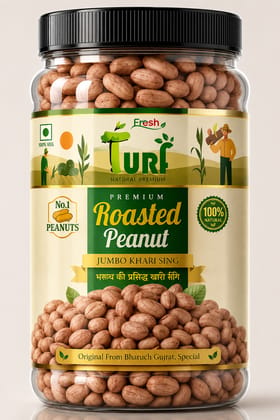 TURF FRESH - Roasted Salted Jumbo Peanuts | Premium Khari Sing from Bharuch Gujarat | Crunchy Mungfali Dana Namkeen | Spicy Chakna Snack [Grade A Protein-Rich Healthy Peanuts]