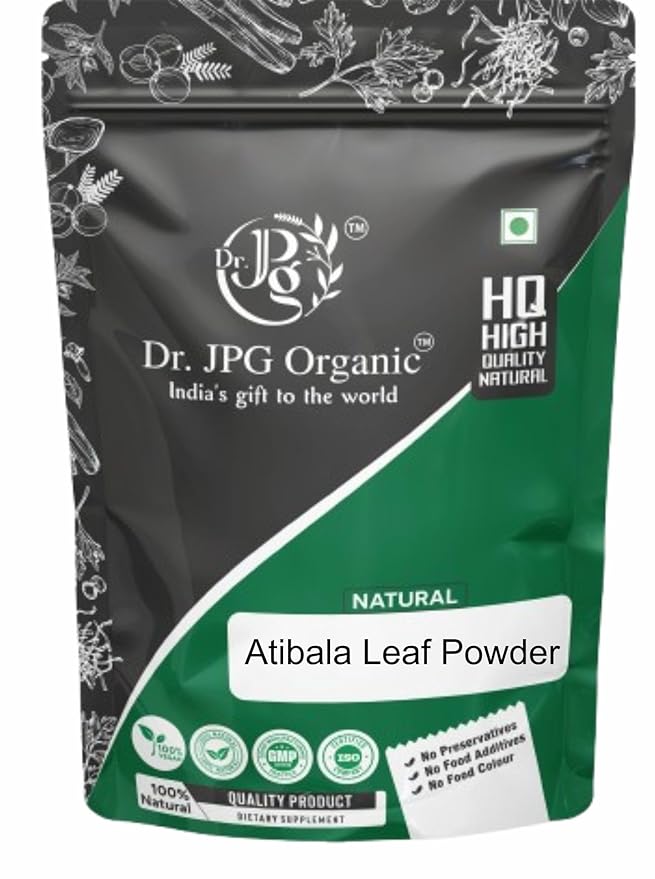 Dr. JPG Organic Herbals  Pure Natural Atibala leaf Powder 200g / Kanghi Leaf Powder/Indian Mallow/Abutilon indicum/ISO & GMP Certified.