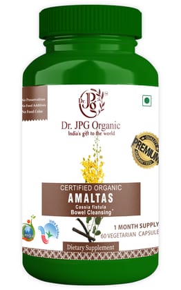 Dr. JPG Organic Herbals Amaltas Capsules 500mg, 60 Veg | Cassia Fistula | INDIA ORGANIC Certified (Pack Of 1)