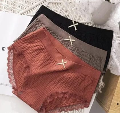 Pack of 3 Multicolour Cotton Mid Waist Panties for Women