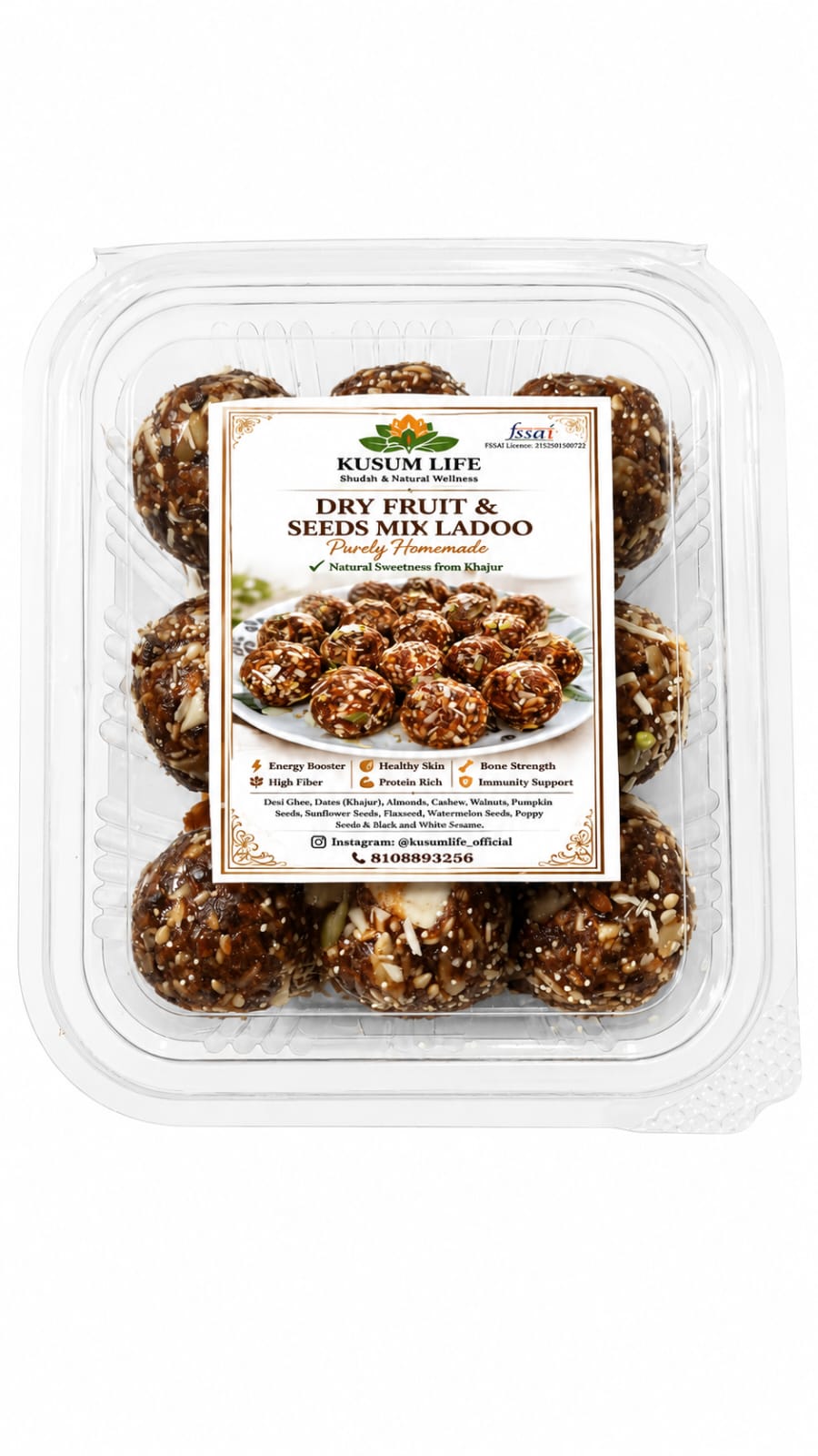 Healthy dry fruits & seeds ladoo | sweetened with natural dates (khajur) | No added sugar | perfect energy snack|