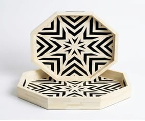 Octagonal Bone Inlay Geometric Serving Trays (Set of 2) Octagonal Bone Inlay Geometric Serving Trays (Set of 2)