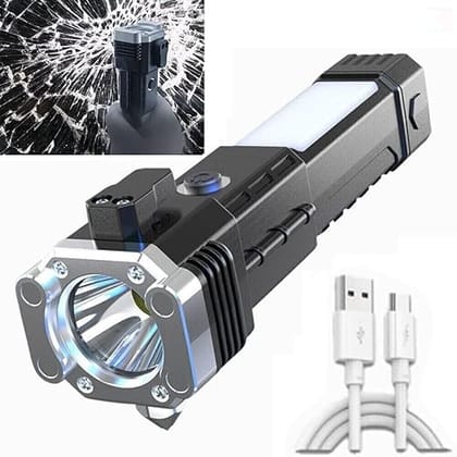 Professional Vehicle Emergency Tool Torch with Glass Breaking Head and Seat Belt Cutting Blade