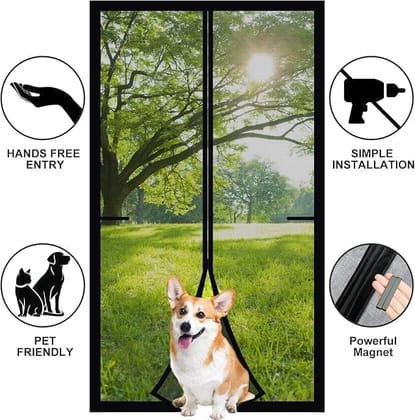 Premium Magnetic Mesh Door Net for Mosquito Protection, Hands-Free Auto Close Screen Curtain for Bedroom, Kitchen and Balcony Doors