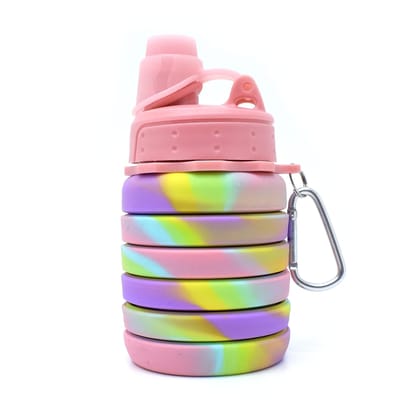 Flexible Collapsible Silicone Water Bottle with Carabiner - 500ml